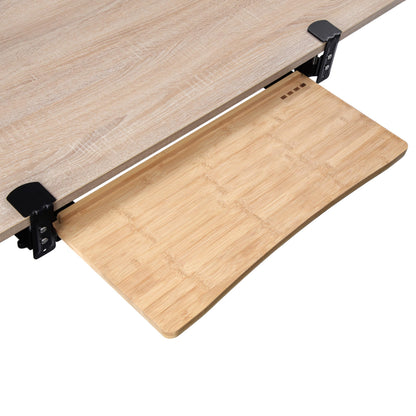 D'vine Dev Keyboard Tray Under Desk with Wrist Rest, Bamboo Wood Keyboard Drawer with Full Size Keyboard and Mouse Pad, Original Wood, KBTY-1