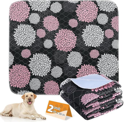 KOOLTAIL Washable Pee Pads for Dogs, 2 Pack Super Absorbent Reusable Puppy Training Pads Waterproof, Nonslip and Leak-Proof Dog Pee Pads, Large Pet Mats Whelping Pads for Floor, Crate, Couch, 36"x41"