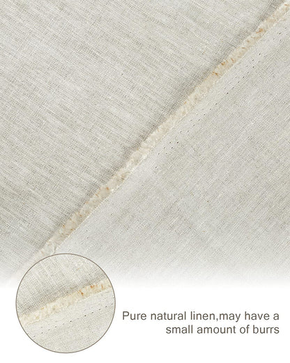 Pllieay 39 x 55 Inch Natural Pure 100% Linen Fabric, Plain Solid Colour Linen Fabric Cloth for Needlework, Dressmaking, Skirts, Bag, Embroidery, Tablecloths and Garments Craft