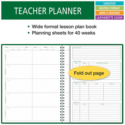 6 Period Wide Teacher Lesson Plan; Days Vertically Down The Side (6WPL)