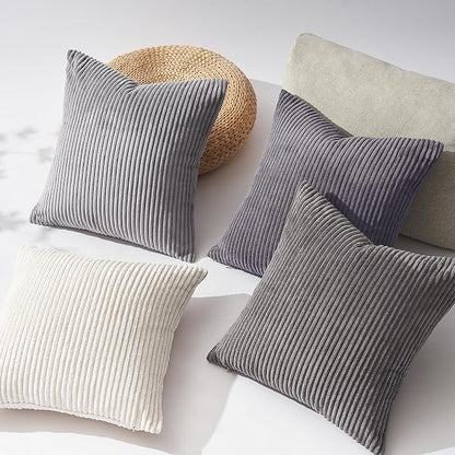 Topfinel Decorative Throw Pillow Covers Cushion Cases, Set of 4 Soft Velvet Modern Double-Sided Designs, Mix and Match for Home Decor, Pillow Inserts Not Included (24x24 inch, Grey)
