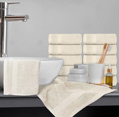White Classic Luxury Cotton Washcloths 13x13 Inch