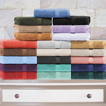 SUPERIOR Egyptian Cotton Solid Towel Set, Washcloths 13” x 13”, Hand Towels 20”