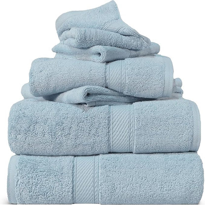 SUPERIOR Egyptian Cotton Pile 6 Piece Towel Set, Includes 2 Bath, 2 Hand