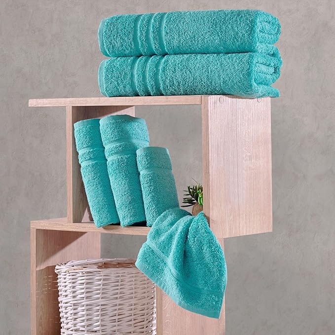Hawmam Linen Teal Turquoise 6 Piece Bath Towels Set