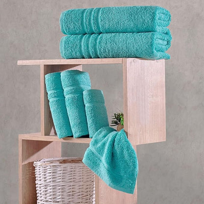 Hawmam Linen Teal Turquoise 6 Piece Bath Towels Set