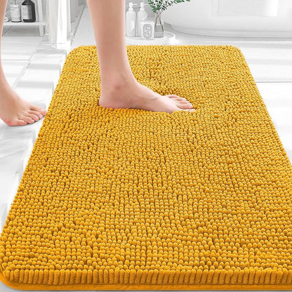 OLANLY Bathroom Rugs 32x20, Extra Soft Absorbent Chenille Bath Rugs, Rubber Backing Quick Dry, Machine Washable Bath Mats for Bathroom Floor, Tub and Shower, Home Decor Accessories, Golden Yellow