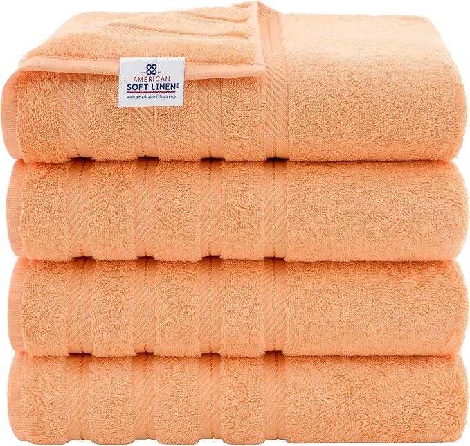 American Soft Linen Luxury 4 Piece Bath Towel Set, 600 GSM 100% Cotton Turkish