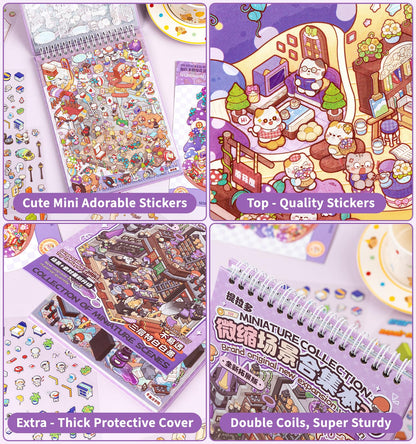 DIY 3D House Stickers, 10 Sets Fun DIY Sticker Scene Make Your Own Mini House Cute Cartoon Animal Scene Stickers for Kids Adult Sticker Art Relief Stress Pass The Time