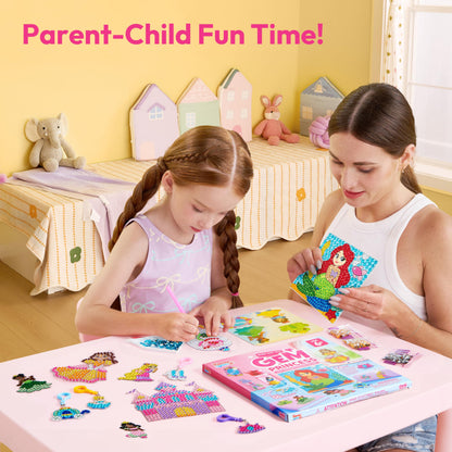 Klever Kits 16 Projects Gem Princess for Kids, Make Your Own Diamond Gem Painting Kit, Arts and Crafts for Girls Ages 6-12, Gem Craft Activities Kits, Premium Art Gift Ideas for Girls Ages 6, 7, 8+