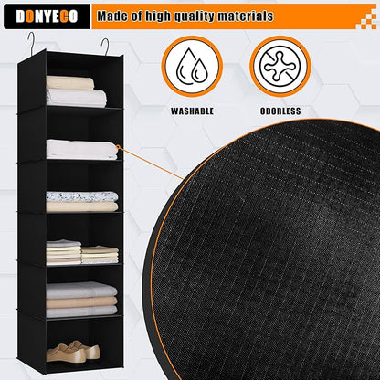 Hanging Closet Organizer and Storage 6-Shelf, Easy Mount Foldable Hanging