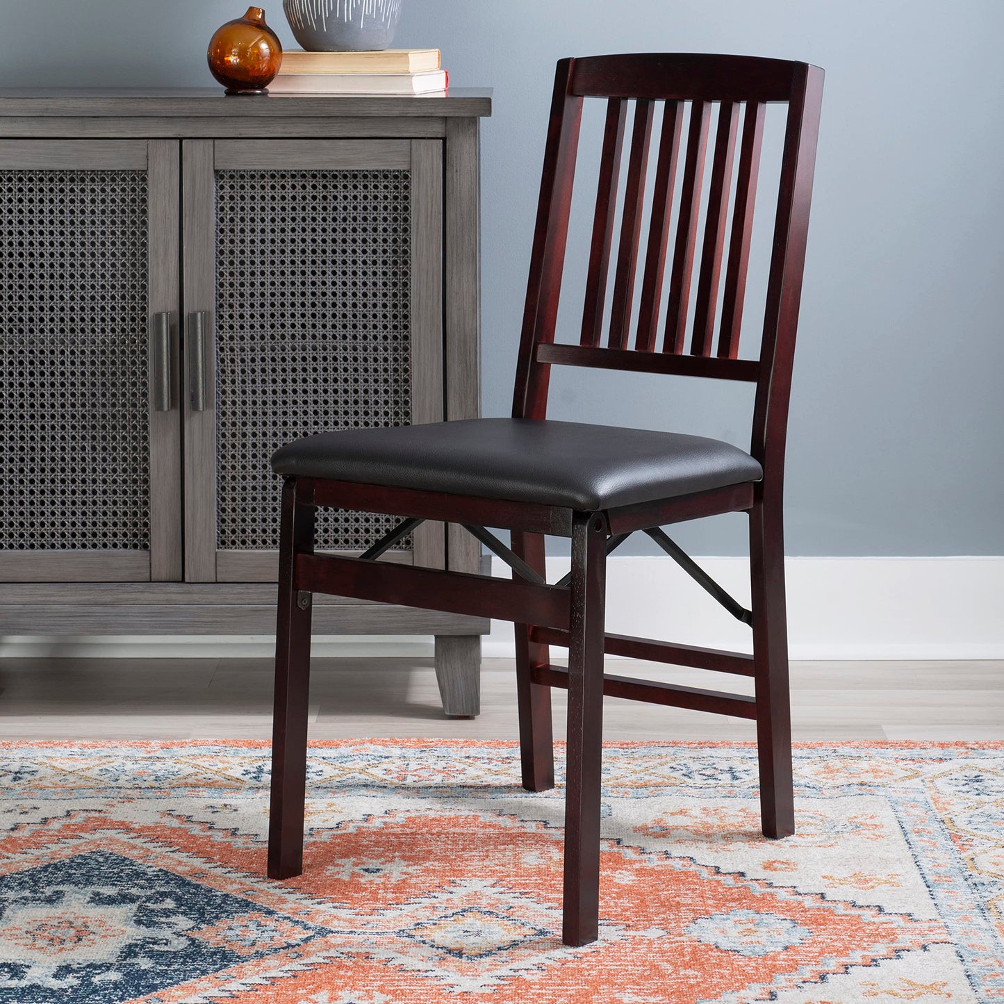Linon Darwin Espresso Wood Mission Back Folding Chair in a Set of Two