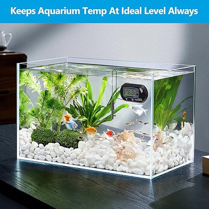DaToo Aquarium Thermometer with Large LCD Display Fahrenheit/Celsius(℉/℃) Fish Tank Thermometer for Aquarium Reptile Terrarium Digital Water Thermometer with Suction Cup(2 Pack)