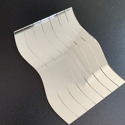 NUO RUI 50 Pcs 3/8’’ x 4’’ Wavy Rectangle Mirror Mosaic Tile for Art Craft Projects
