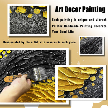 CPKATMT Abstract Painting Wall Art for Living Room Black and Gold Wall Art for Office 3D Textured Canvas Wall Decor for Bedroom Size 20 x 40 Inch