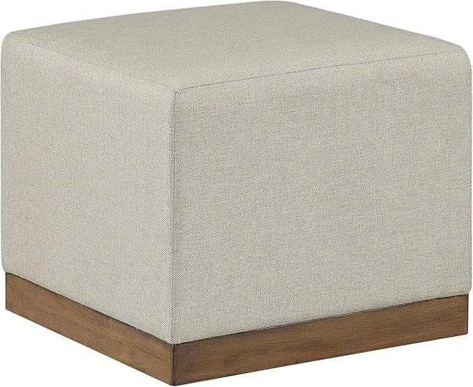Lexicon 44" Square Coffee Table with 4 Upholstered Stools, Maple Veneer Wood Cocktail Table, Gray Upholstered Stools with Casters, Modern Living Room/Apartment Centerpiece, Full Assembled, Brown