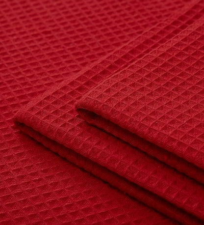 Encasa XO Kitchen Dish Towels Set | Red | Waffle Weave and Flat Hand Tea Towel
