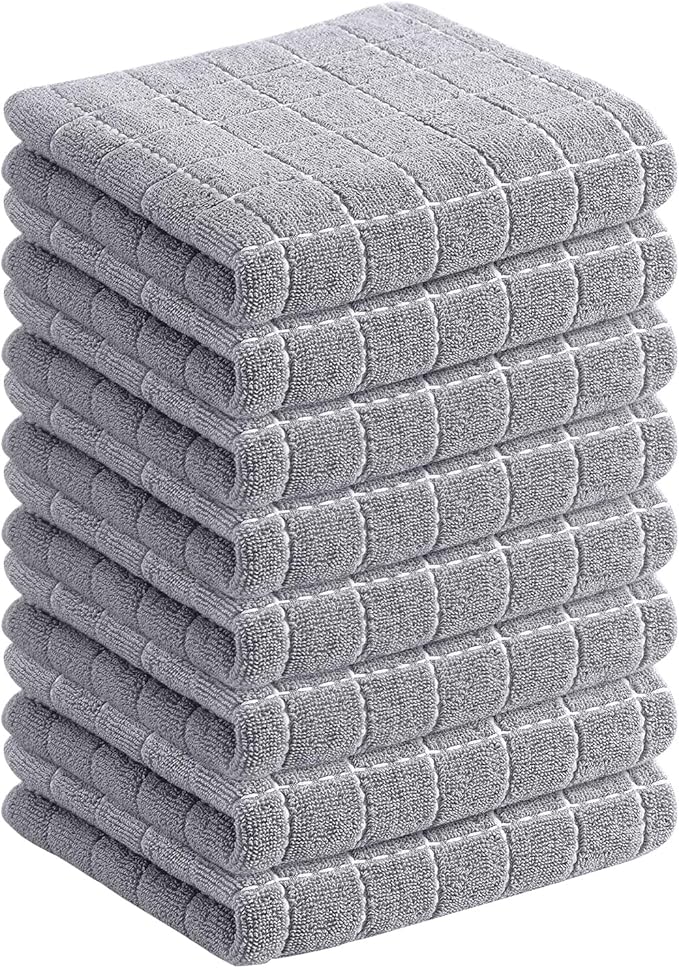 Homaxy 100% Cotton Terry Kitchen Towels, Checkered Designed, Soft and Super