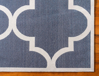 Unique Loom Trellis Collection Modern Morroccan Inspired with Lattice Design Area Rug, Rectangular 6' 0" x 9' 0", Navy Blue/Beige