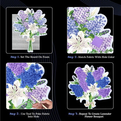 Unwynd Poke Art Lavender Flower Bouquet | Mess-Free Arts and Crafts for Adults | Teen Craft Kits, Mother's Day Flowers Gift | Gifts for Mother, Women and Men