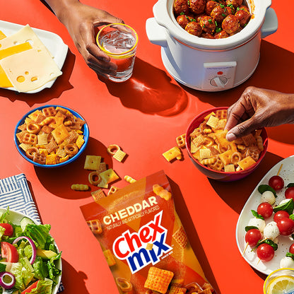 Chex Mix Cheddar Snack Mix, Savory Snack Bag, Family Size, 13.5 oz