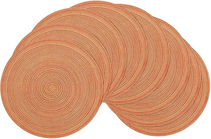 SHACOS Round Braided Placemats Set of 8 Fall Place Mats Washable Polyester 15 inch Round Table Mats for Dining Table Wedding Party Decor (Fall Color Mix, 8)