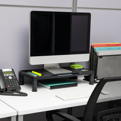 Mind Reader Monitor Stand, Laptop Riser, Desktop Organizer, Office, Plastic, 21.75" L x 10.25" W x 4.5" H, Set of 2, Black