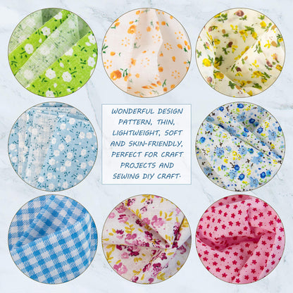 AUEAR, 35 Pack Cotton Print Fabric Bundle Squares 9.8"x9.8" Quilting Sewing Floral Precut Sheets for DIY Scrapbooking Dot Pattern (Bright Colors: Red & Blue Yellow Pink Green)