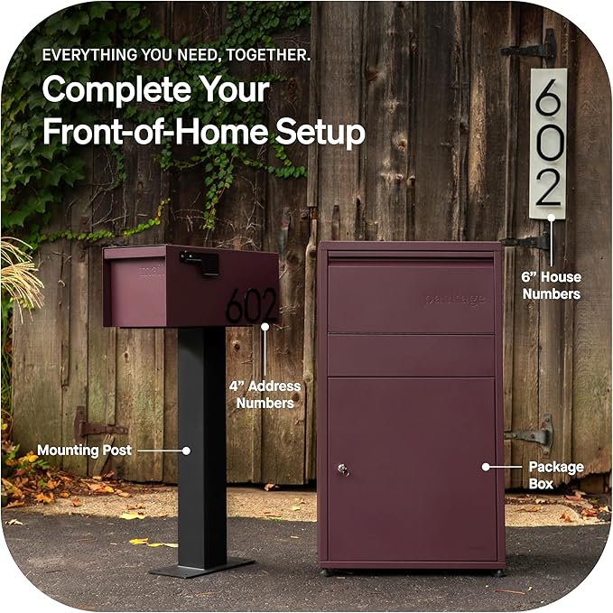 Adoorn Post Mount Outdoor Mailboxes - Large Decorative Mailbox for Letters and Packages - Weatherproof Construction - Durable Steel - Magnetic Closure - 9.5” H x 9.5” W x 20.75” D - Black