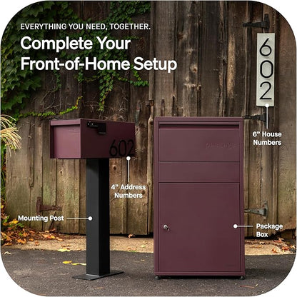 Adoorn Post Mount Outdoor Mailboxes - Large Decorative Mailbox for Letters and Packages - Weatherproof Construction - Durable Steel - Magnetic Closure - 9.5” H x 9.5” W x 20.75” D - Black