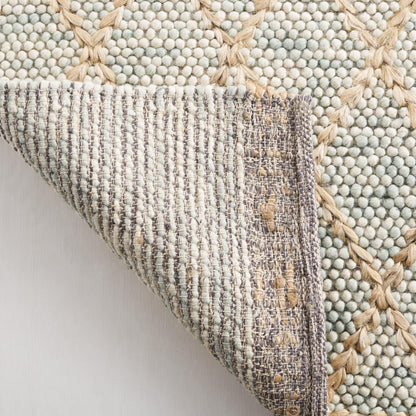 SAFAVIEH Natura Collection Area Rug - 5' x 8', Teal & Natural, Handmade Farmhouse Boho Trellis Wool, Ideal for High Traffic Areas in Living Room, Bedroom (NAT223J)