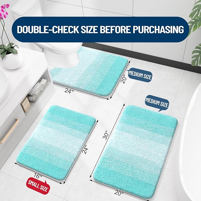 OLANLY Bathroom Runner Rugs Mat 70x24, Extra Soft Absorbent Microfiber Bath Rugs, Rubber Backing, Quick Dry, Washable Long Bath Mats for Bathroom Floor, Tub and Shower, Home Decor Accessories, Teal