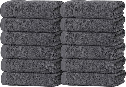 Tens Towels Pack of 12 Washcloths, 12 x 12 Inches, Lighter Weight, Quick to Dry