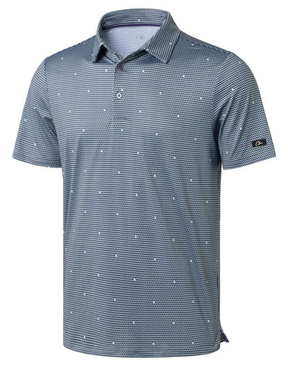 Obla Mens Golf Polo Shirts Short Sleeve Dry Fit Performance Moisture Wicking Casual Print Collared Golf Shirts for Men(Gray Flag_M)