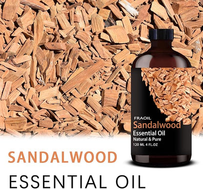 Sandalwood Essential Oil, Sandalwood Oil 4 Fl Oz 120ML for Diffuser Humidifier Yoga Cleaning DIY Candle Soap Making Essential Oils