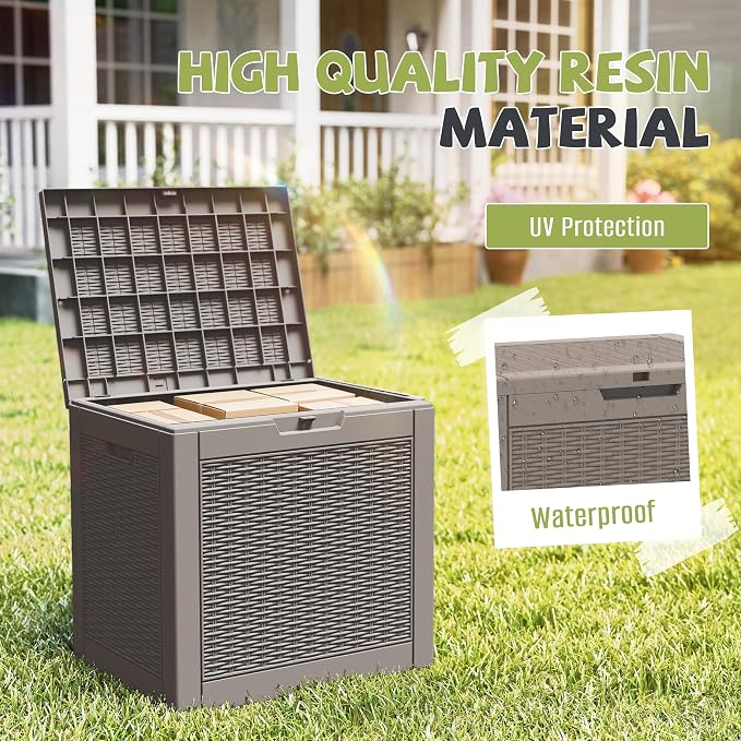 PatioZen 35 Gallon Package Delivery Boxes for Outside, Lokable Secure Resin Package Delivery Box with Lid, Waterproof and Anti-Theft for Outdoor Front Door, Porch, Curbside, House(Grey)