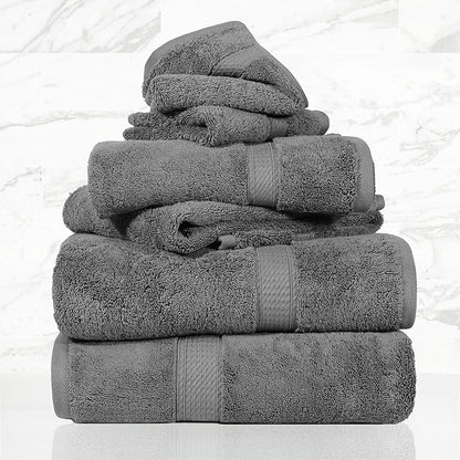 SUPERIOR Egyptian Cotton Pile 6 Piece Towel Set, Includes 2 Bath, 2 Hand