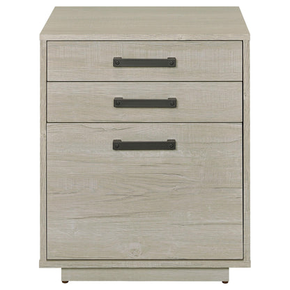 Coaster Home Furnishings - Loomis - Engineered Wood & Veneer - 3-Drawer Modern File Cabinet with Drawer Pulls and Euro Glides - Home Office - Whitewashed Gray - 805882