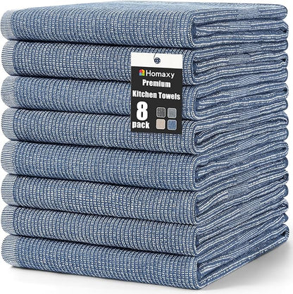 Homaxy Premium Kitchen Towels, Large Cotton Kitchen Hand Towels, Flat and Terry