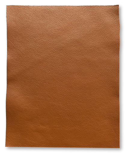 Natural Grain Cow Leather: 8.5'' x 11'' Pre Cut Leather Pieces (Cognac, 1 Piece)