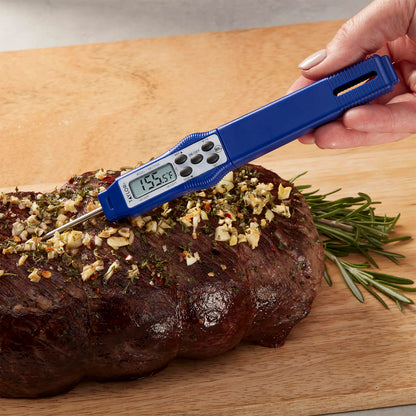 Taylor 9877FDA Compact Waterproof Digital Food Thermometer, 2.81 Inch Stem Length with an FDA Recommended 1.5mm Probe Diameter, NSF, Blue