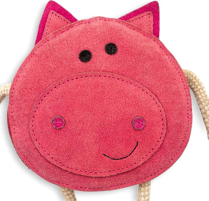 Fuzzl Eco Leather Pickles Pig Natural and Tough Dog Toys - Long Lasting Chew Toys for Aggressive Chewers - Strong Dog Toy for Dogs and Puppy