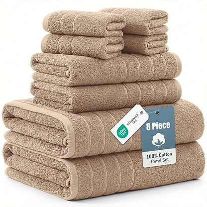 Casa Platino 100% Luxury Cotton Bathroom Towel Set 8 Pcs