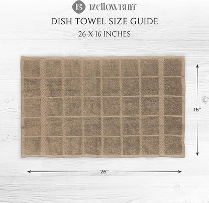 100% Cotton Terry Dish Towels, 4 Pack Plain, 16 x26 Inches, Super Soft and