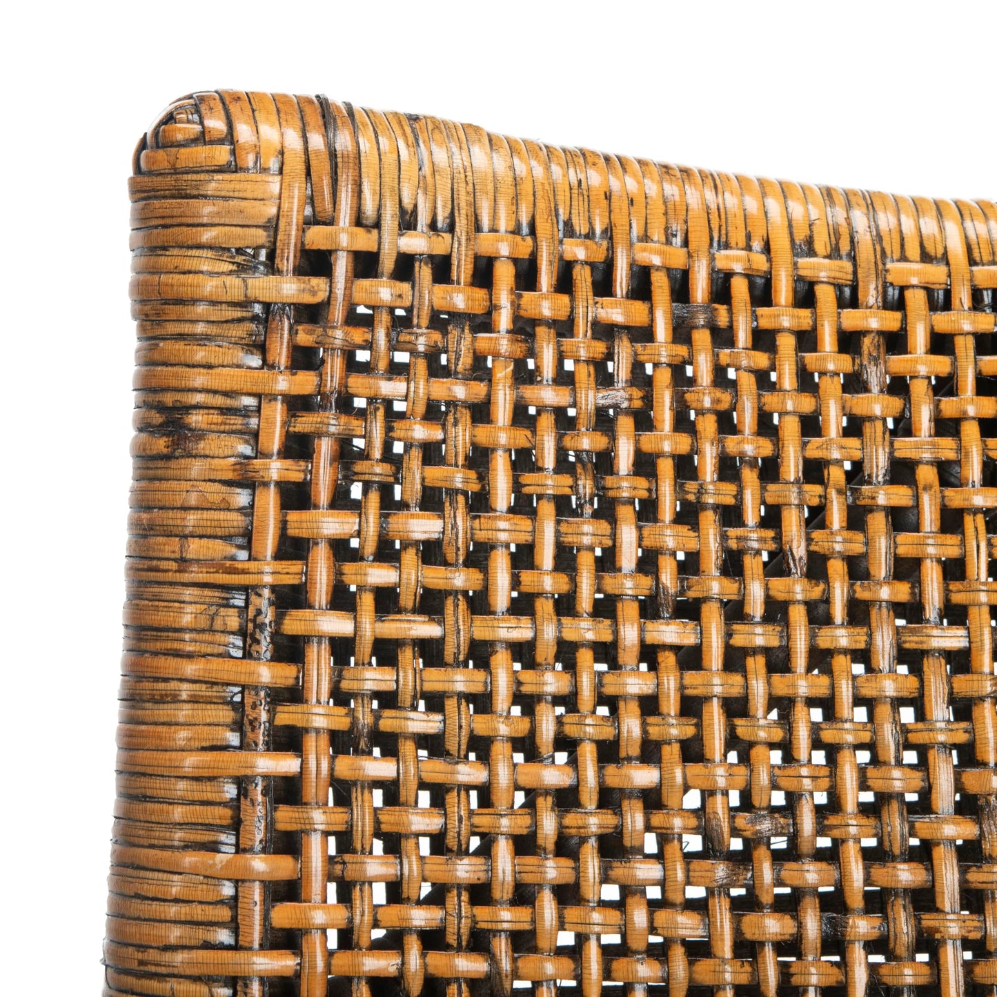 SAFAVIEH Furniture - Gianni Rattan Arm Chair - Brown & Black - Solid Wood - Coastal Open-Arm Design - Ideal for Living Room, Sunroom, Bedroom, 19.8" Seat Height (SEA4011A)