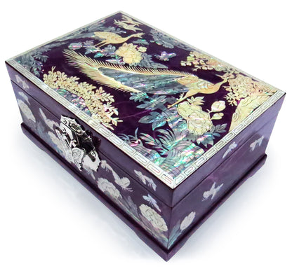 MADDesign Mother of Pearl Jewelry Box Multilevel Peacock Design