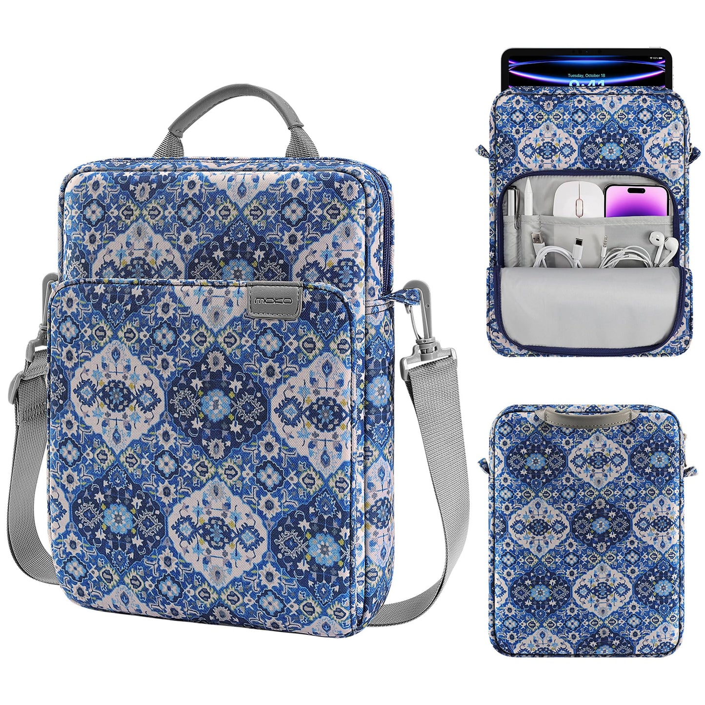 MoKo 15 Inch Laptop Sleeve Bag Fits MacBook Air 15" M2 2023, MacBook Pro 14" M2 2023, Galaxy Tab S9 Utra 14.6" 2023, Handle Carrying Case with Shoulder Strap, Indigo
