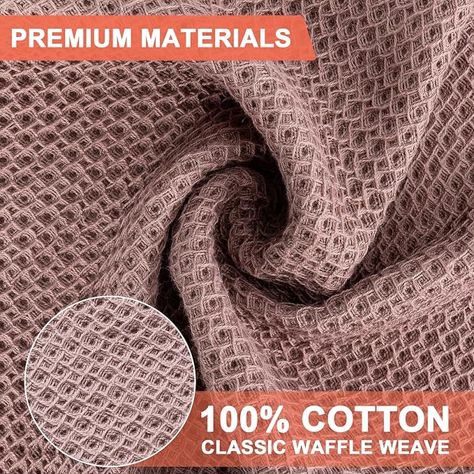 BOOMIBOO 6-Pack Kitchen Dish Cloths, 100% Cotton Waffle Weave, Ultra Soft