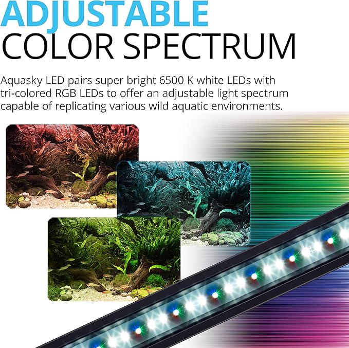 Fluval Aquasky 2.0 LED Aquarium Light – 12W, 15–24" – Adjustable RGB & 6500K White LEDs | App Controlled with Weather Effects | Freshwater & Fish-Only Marine Tanks | Extendable Brackets