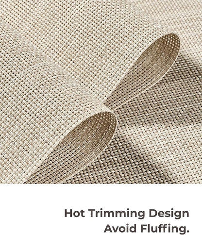 Leetaltree Beige White Placemats Set of 24 - Heat Resistant Non-Slip Place mats for Dining Table, Washable Durable PVC Vinyl Woven Table Mats(Beige White, 24)